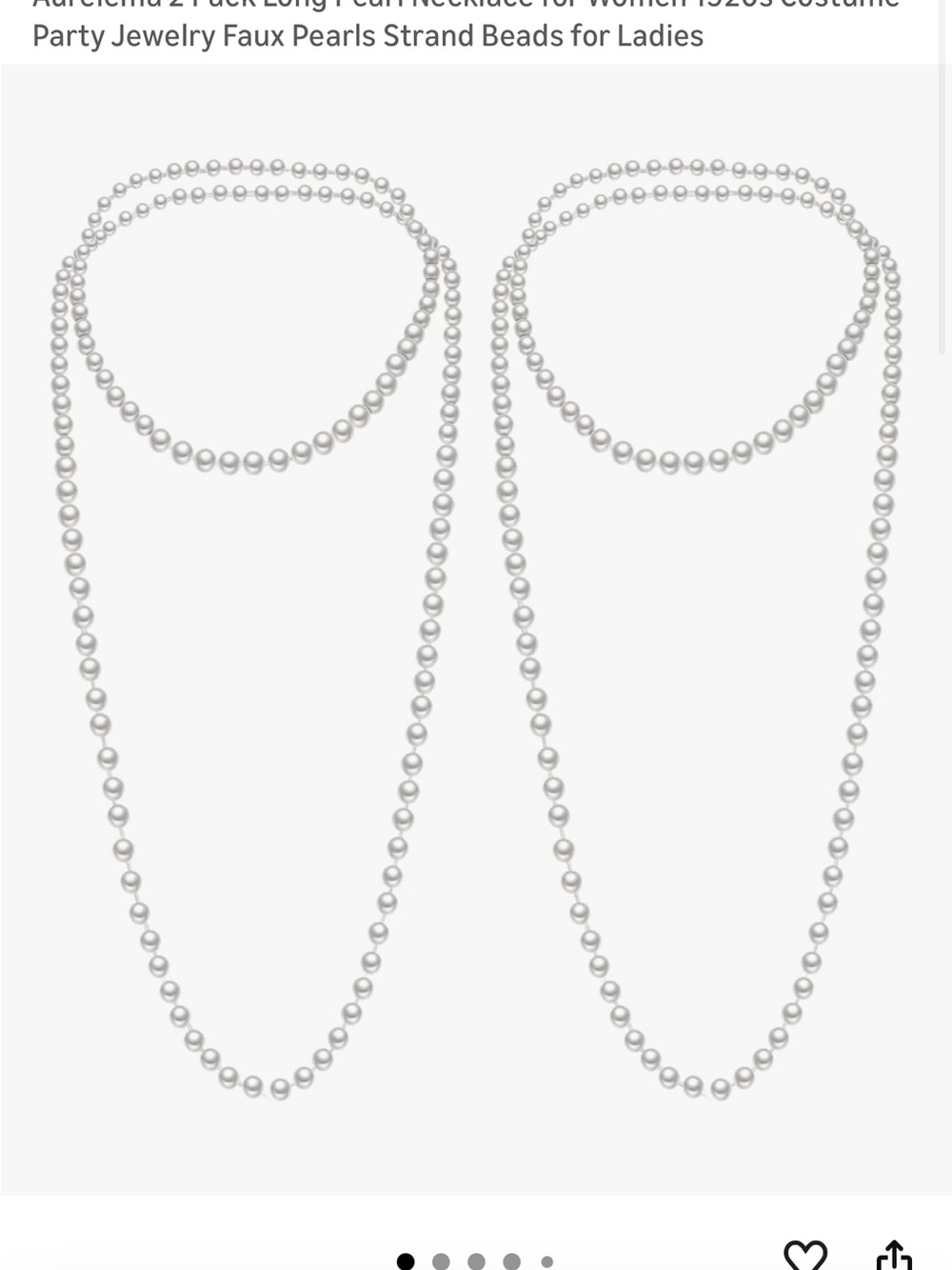 Classic Long Faux Pearl Necklace - White (2 Pack)